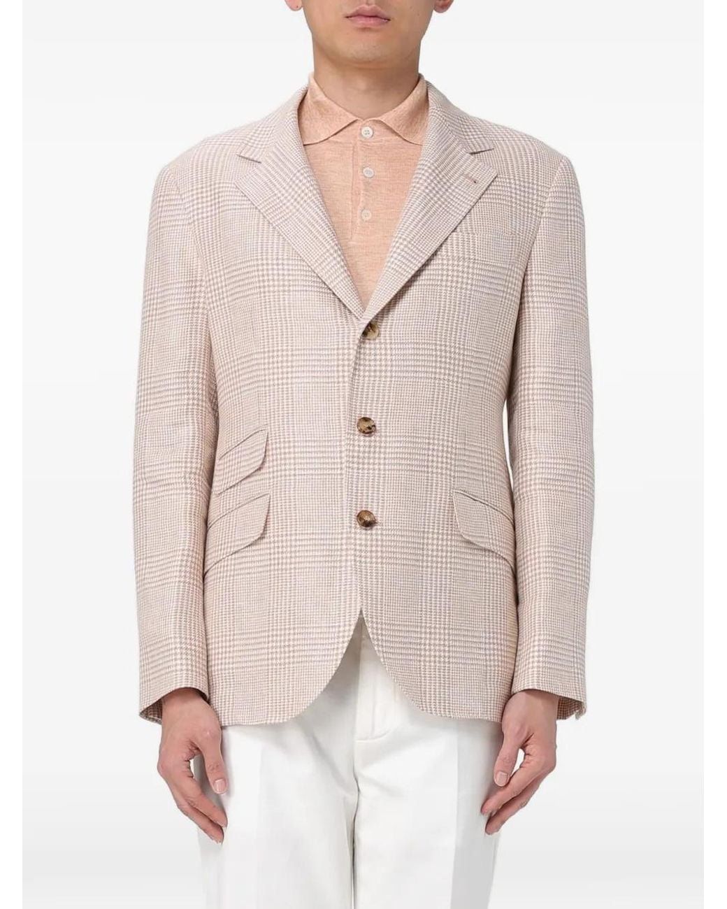 Brunello Cucinelli Natural Suit-Type Linen Jacket for men