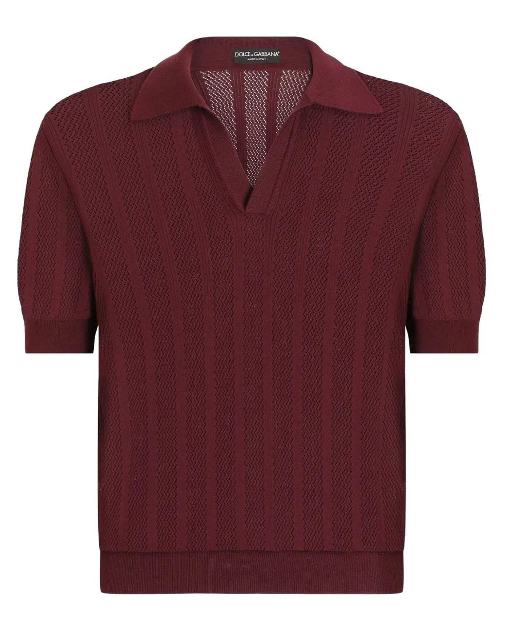 Dolce & Gabbana Red Knitted Polo Shirt for men