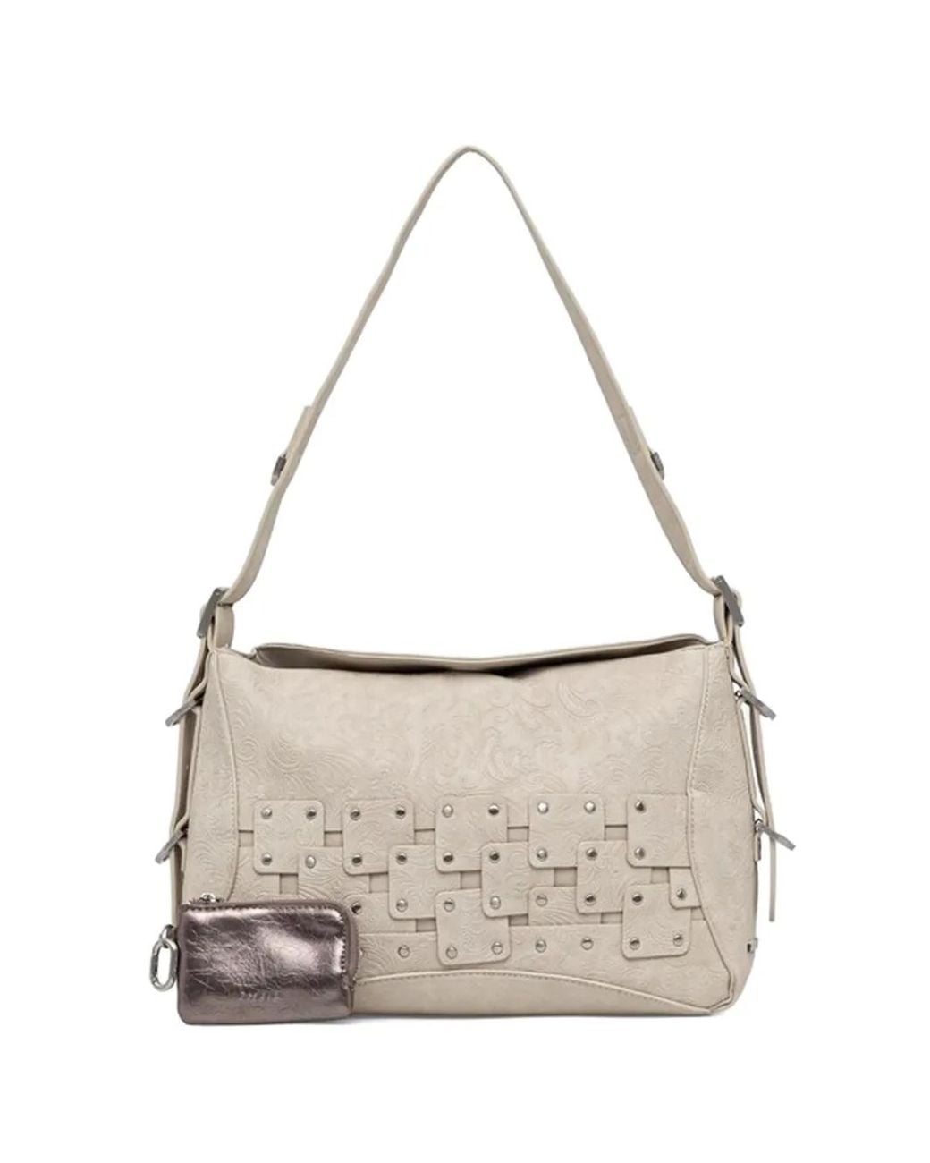 Desigual Metallic Studded Embossed Shoulder Bag