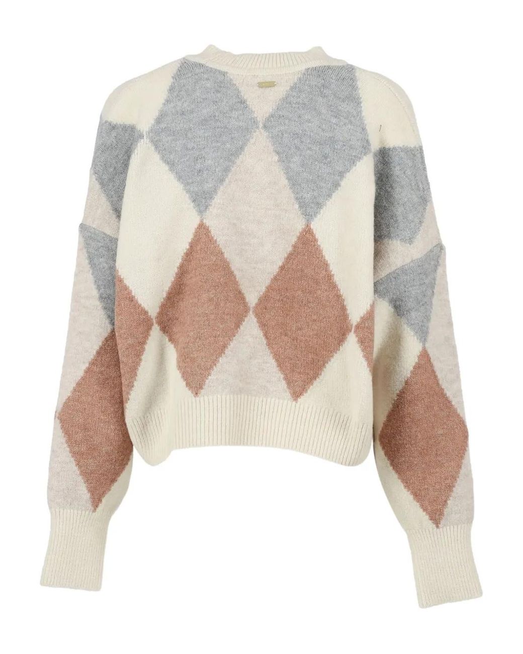 Barbour White Diamond-Pattern Wool-Blend Cardigan