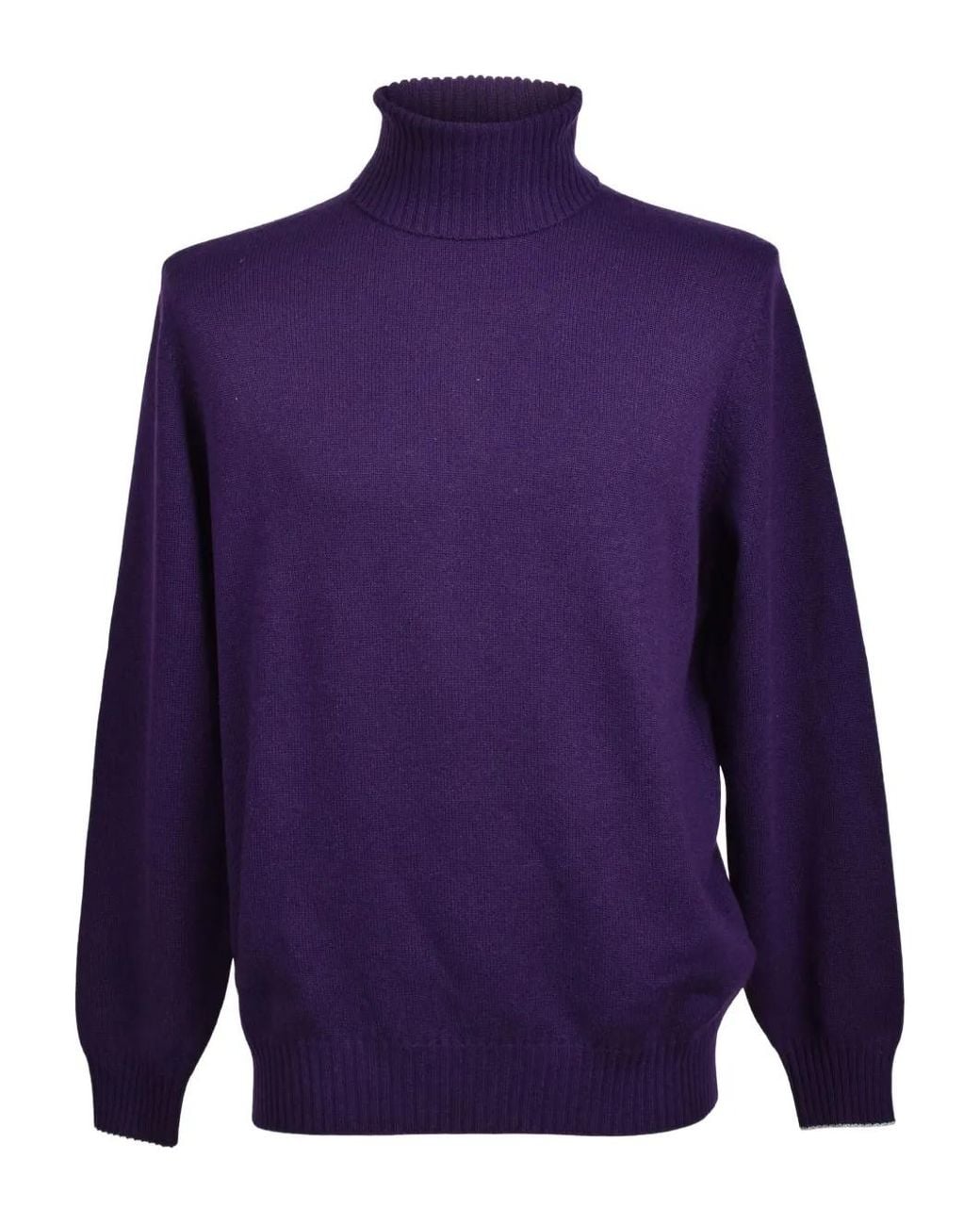 Brunello Cucinelli Blue Turtleneck Ribbed-Cuff Sweater for men