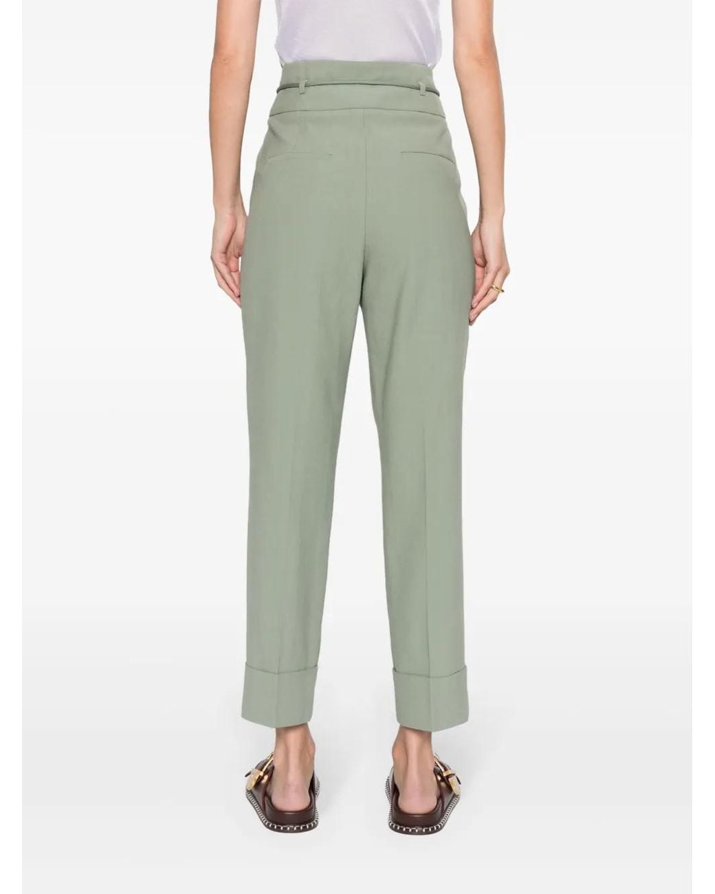 Peserico Green High-Waist Cropped Trousers