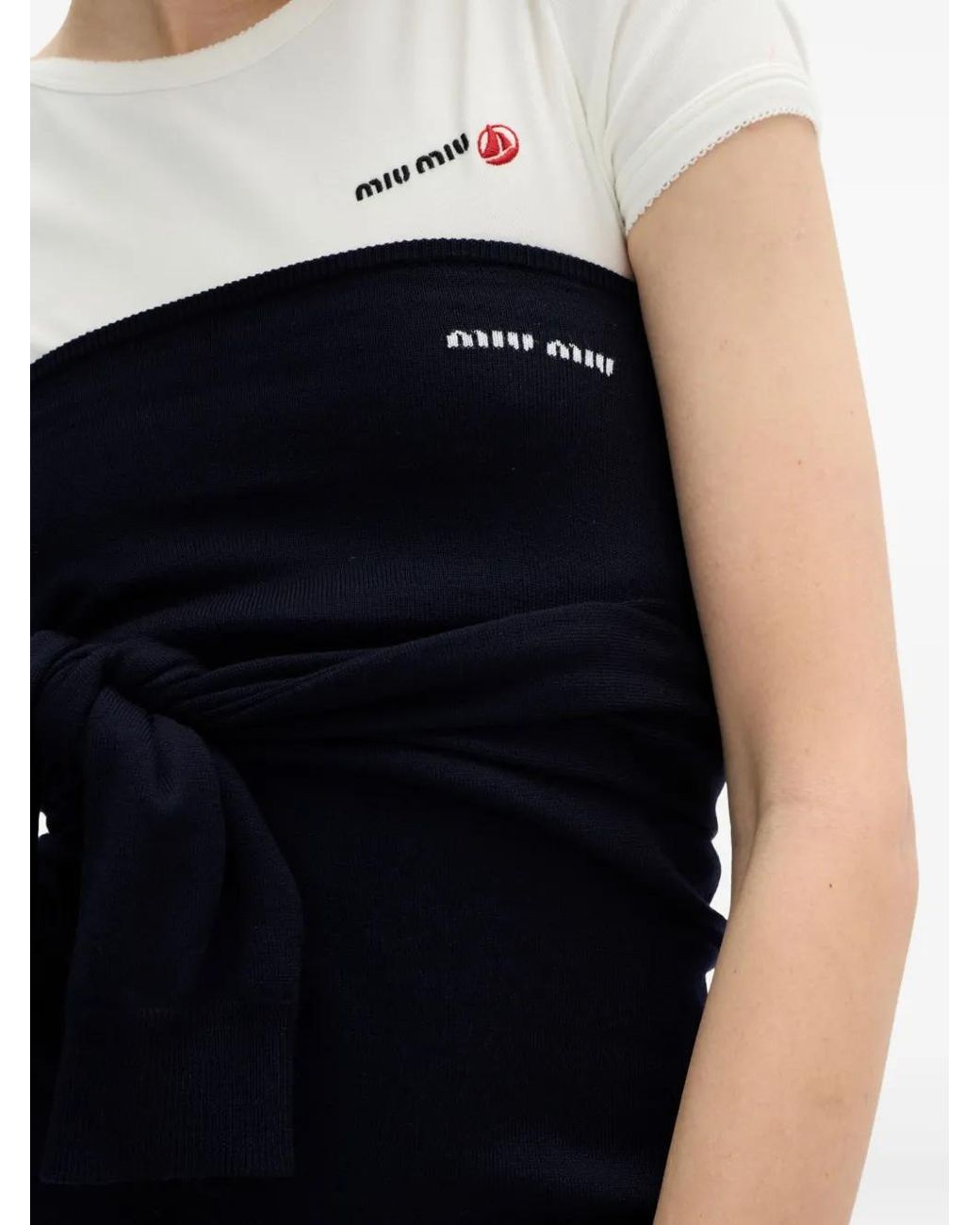 Miu Miu Blue Wool Boat-Neck Sweater