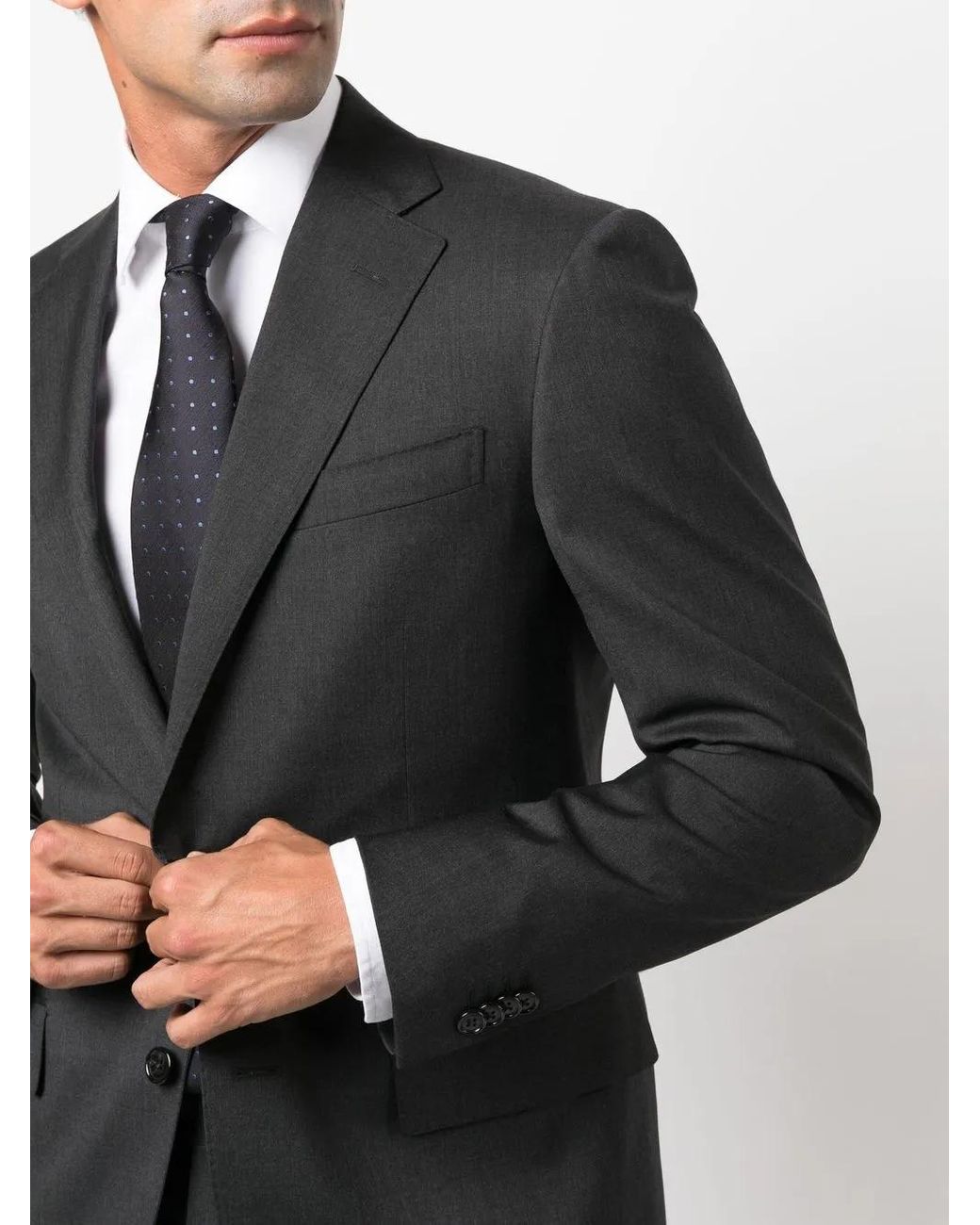Corneliani Black Single-Breasted Virgin-Wool Suit for men