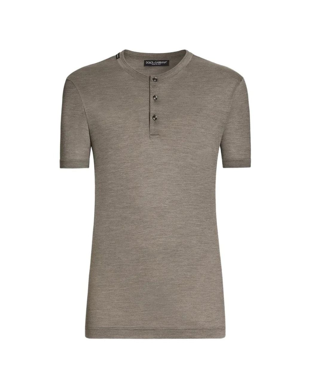Dolce & Gabbana Gray Silk Serafino T-Shirt for men