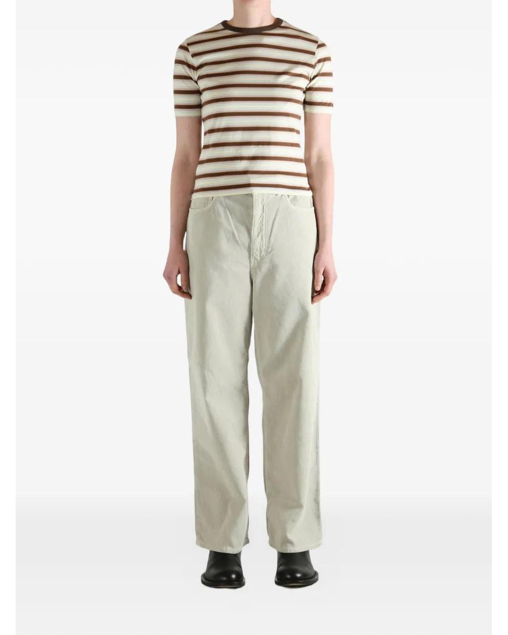Auralee Brown Gradient Striped T-Shirt