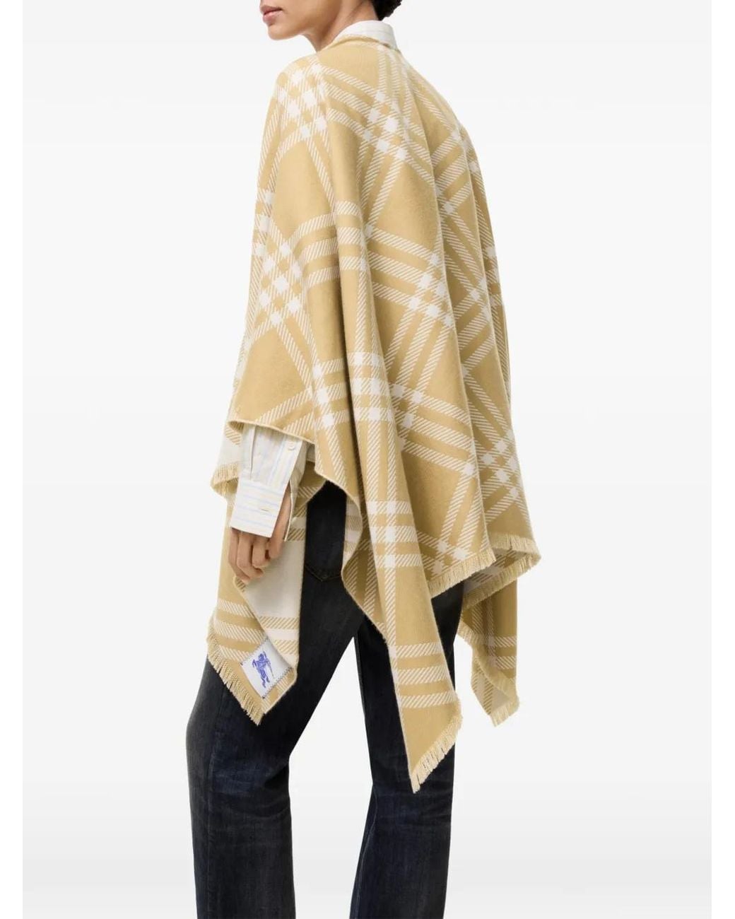 Burberry White Check Wool Silk Cashmere Cape