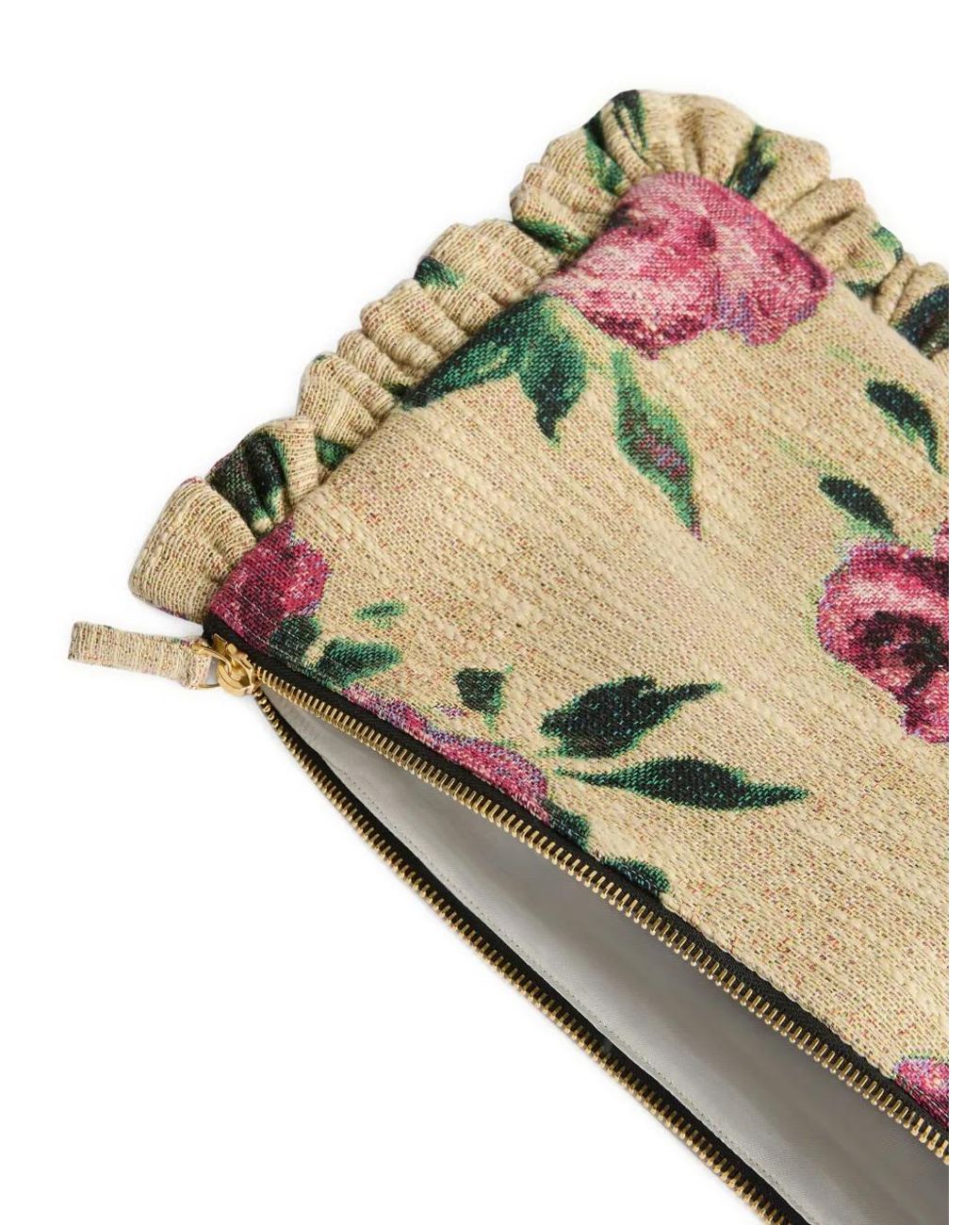 LaDoubleJ Gray Floral-Pattern Clutch Bag