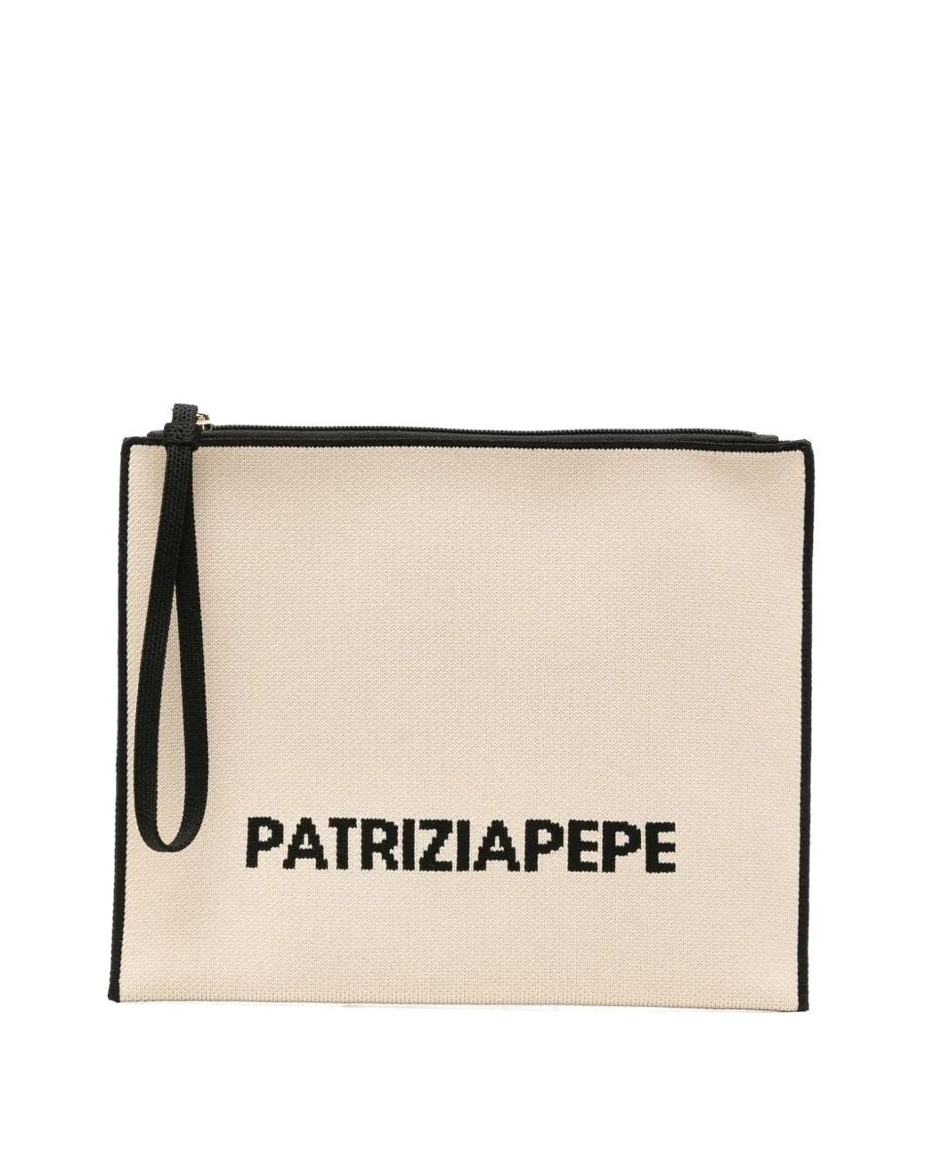 Patrizia Pepe Natural Logo-Detail Clutch Bag