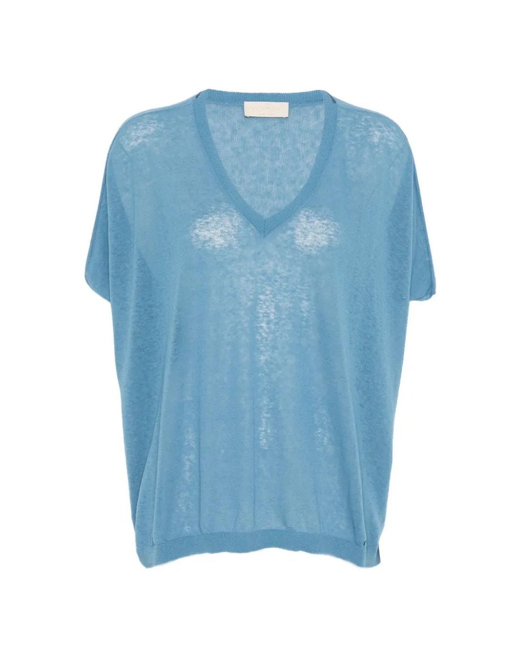 Momoní Blue V-Neck Fine-Knit Sweater