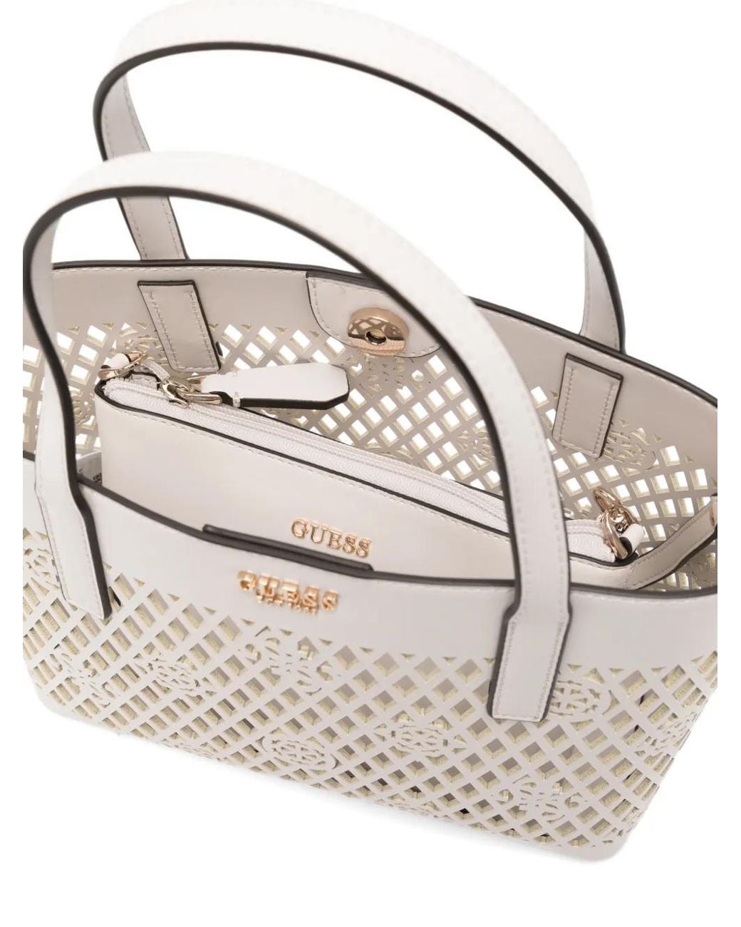 Borsa Tote Letty Mini di Guess in White
