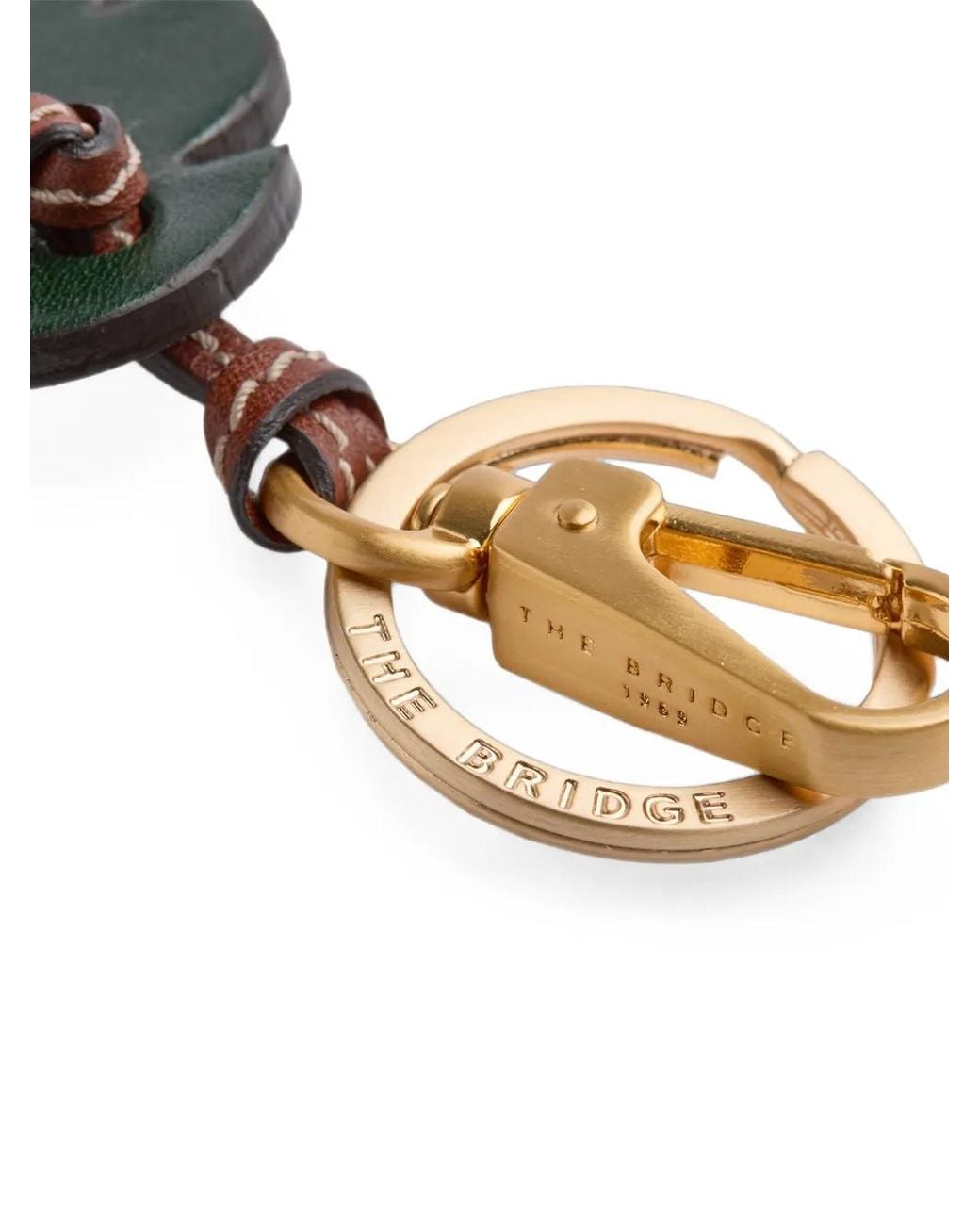 The Bridge Metallic Leaf-Pendant Leather Keyring
