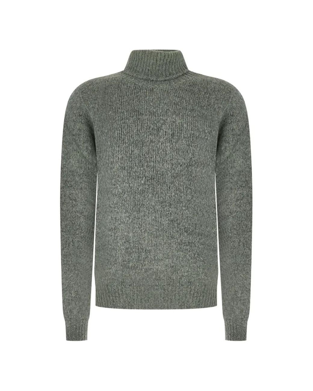 AROVESCIO Gray Ribbed-Knit Roll-Neck Sweater for men
