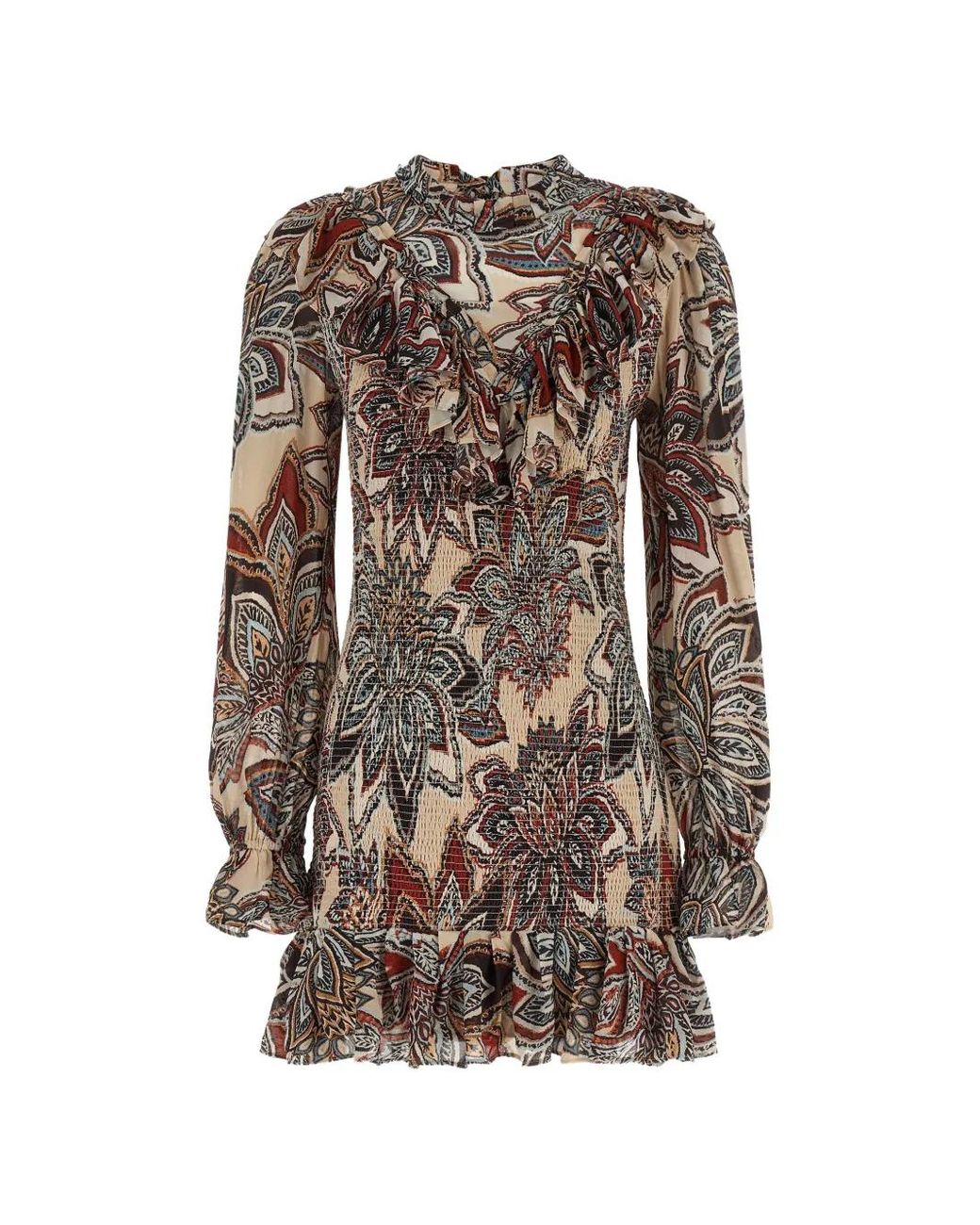 Farm Rio Multicolor Robe Froncée Tapestry À Volants
