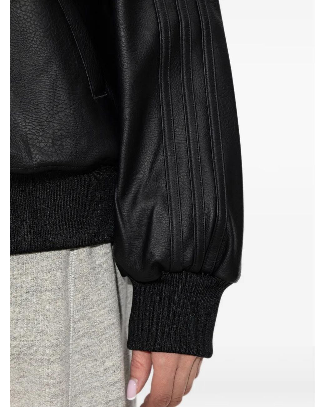 Adidas Black Pleather Sst Oversized Track Top