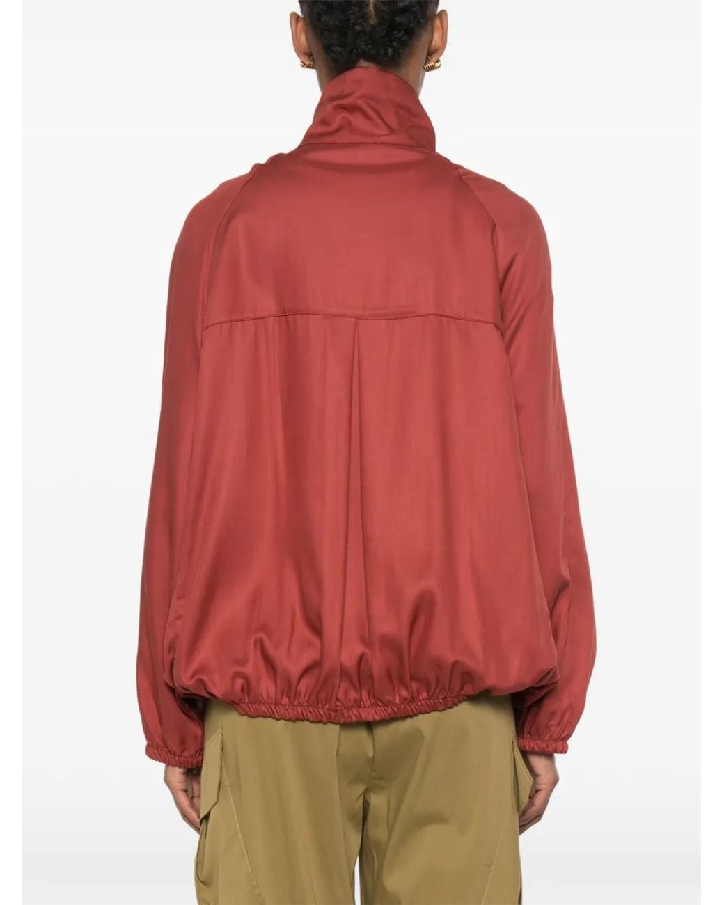 ViCOLO Red Button-Up High-Neck Top