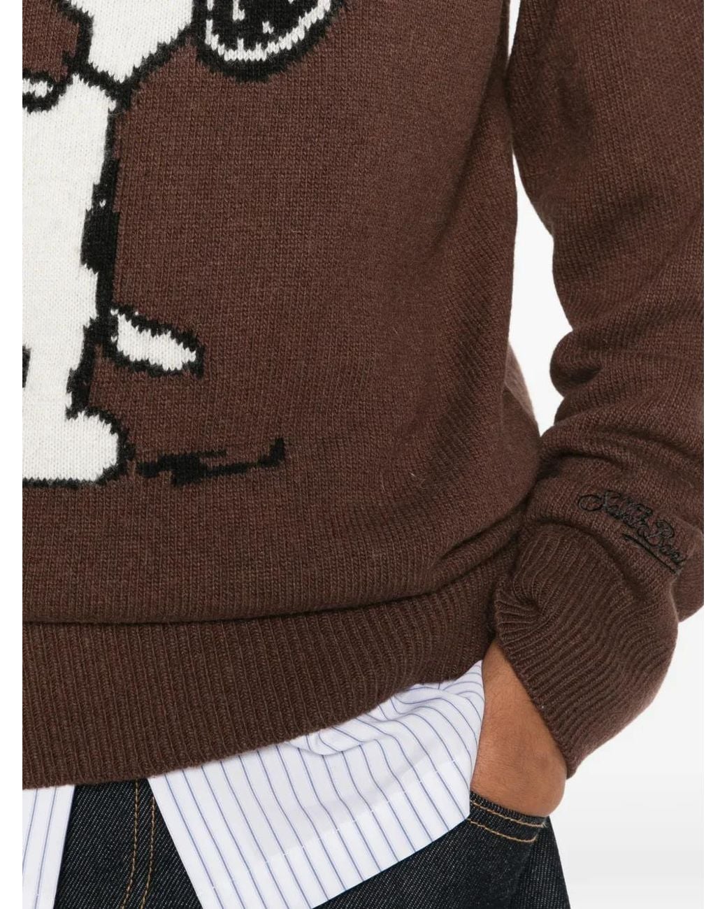 Mc2 Saint Barth Brown X Peanuts Snoopy-Intarsia Knit Sweater