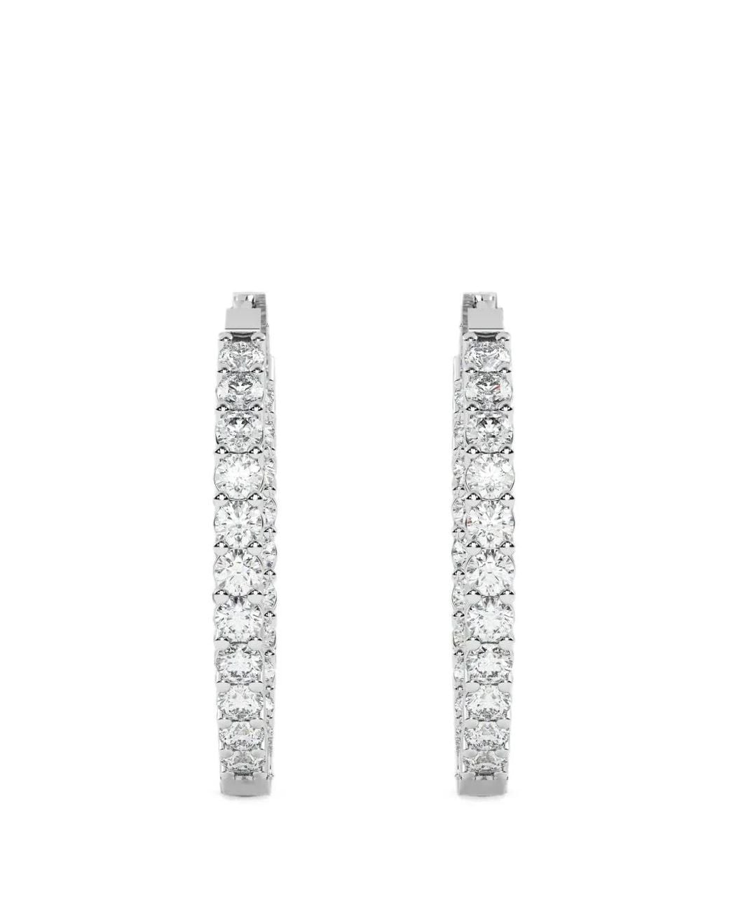 Diamond Essentials White Hoop-Design Diamond Earrings