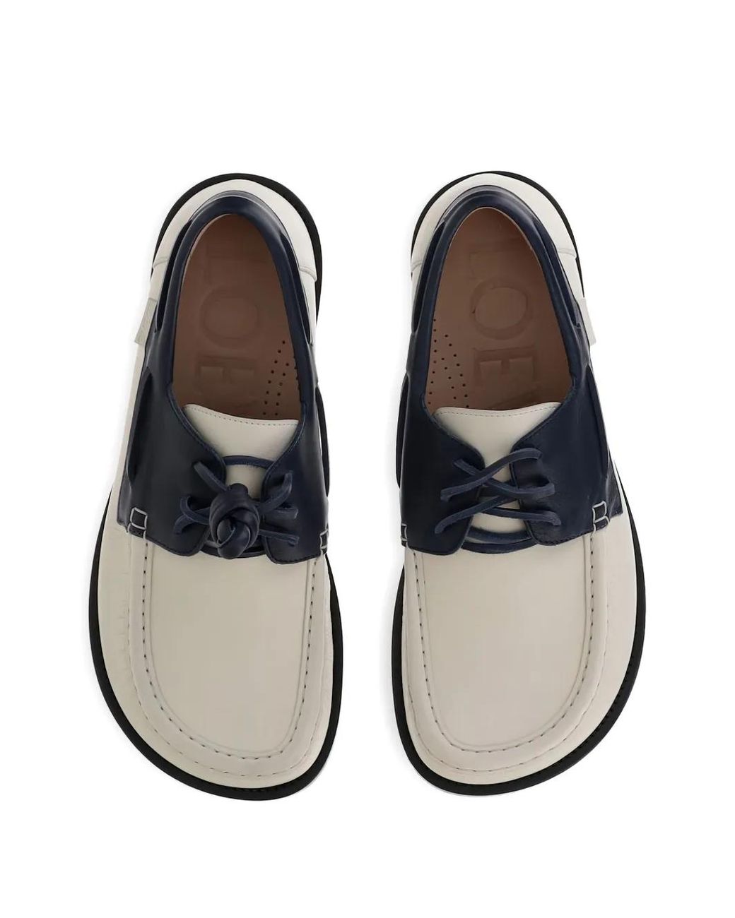 Loewe White Two-Tone Boat Shoes for men
