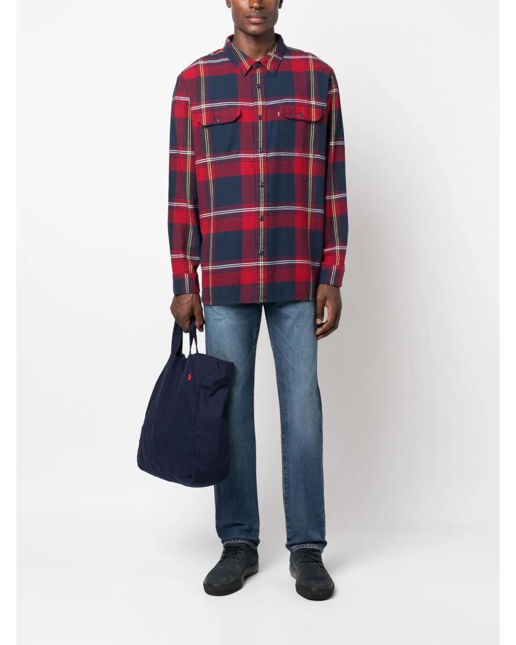 Levi's Blue Logo-Patch Straight-Leg Jeans for men