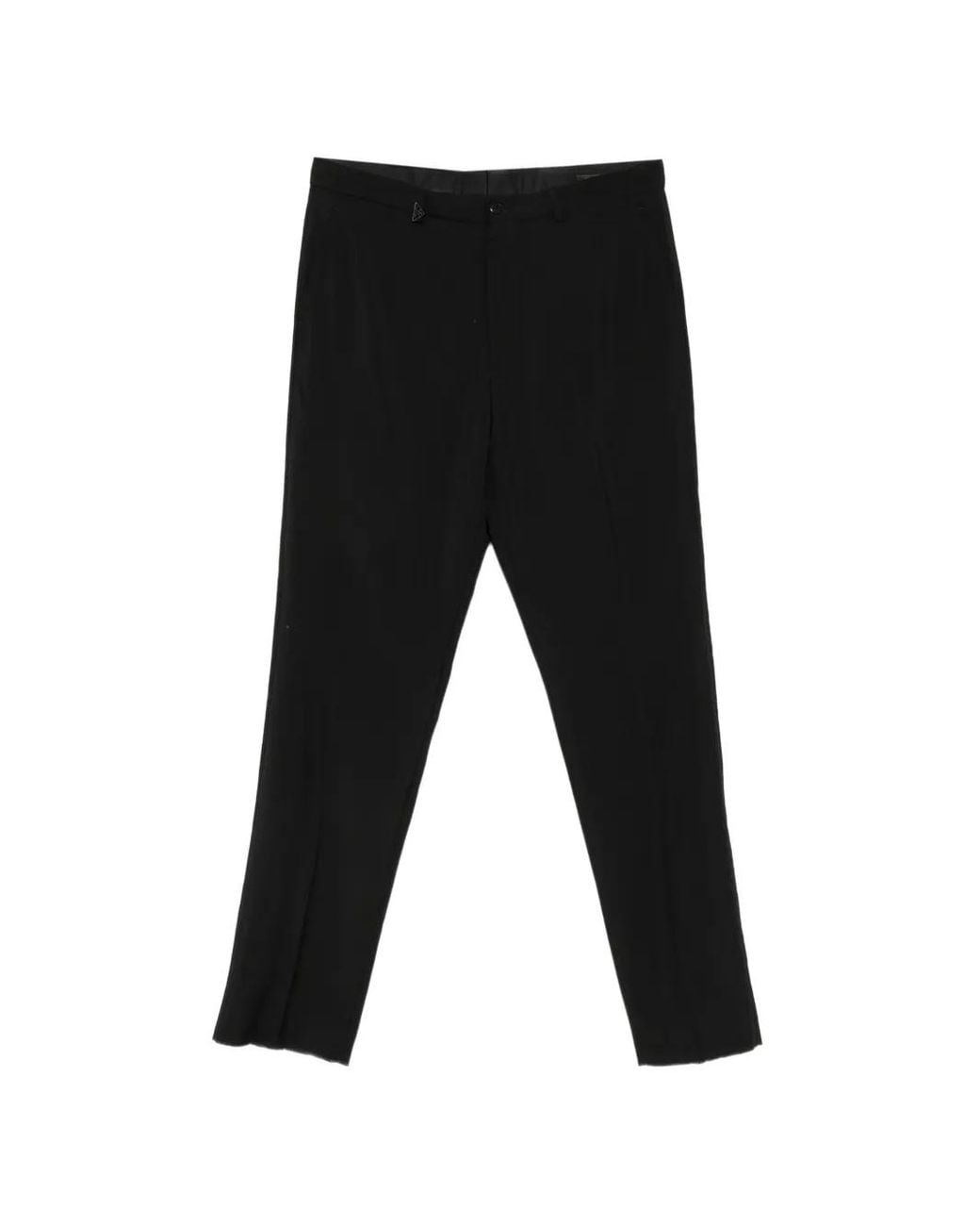 Prada Black Triangle-Logo Plaque Trousers for men
