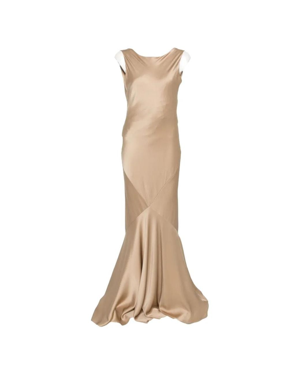 Max Mara Natural Erum Satin-Finish Panelled Maxi Dress