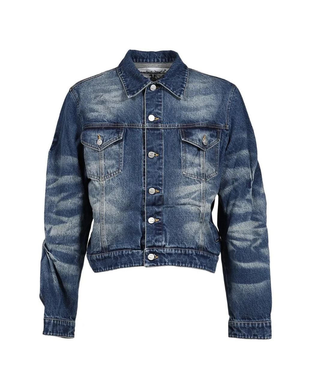 Natasha Zinko Blue Treated Cropped Denim Jacket