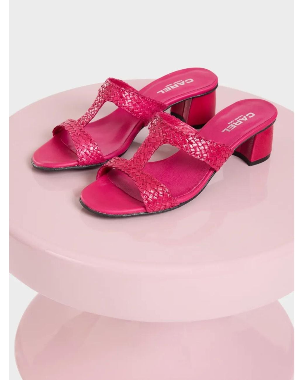 CAREL PARIS Pink Pyramide T Woven Calf-Leather Sandals