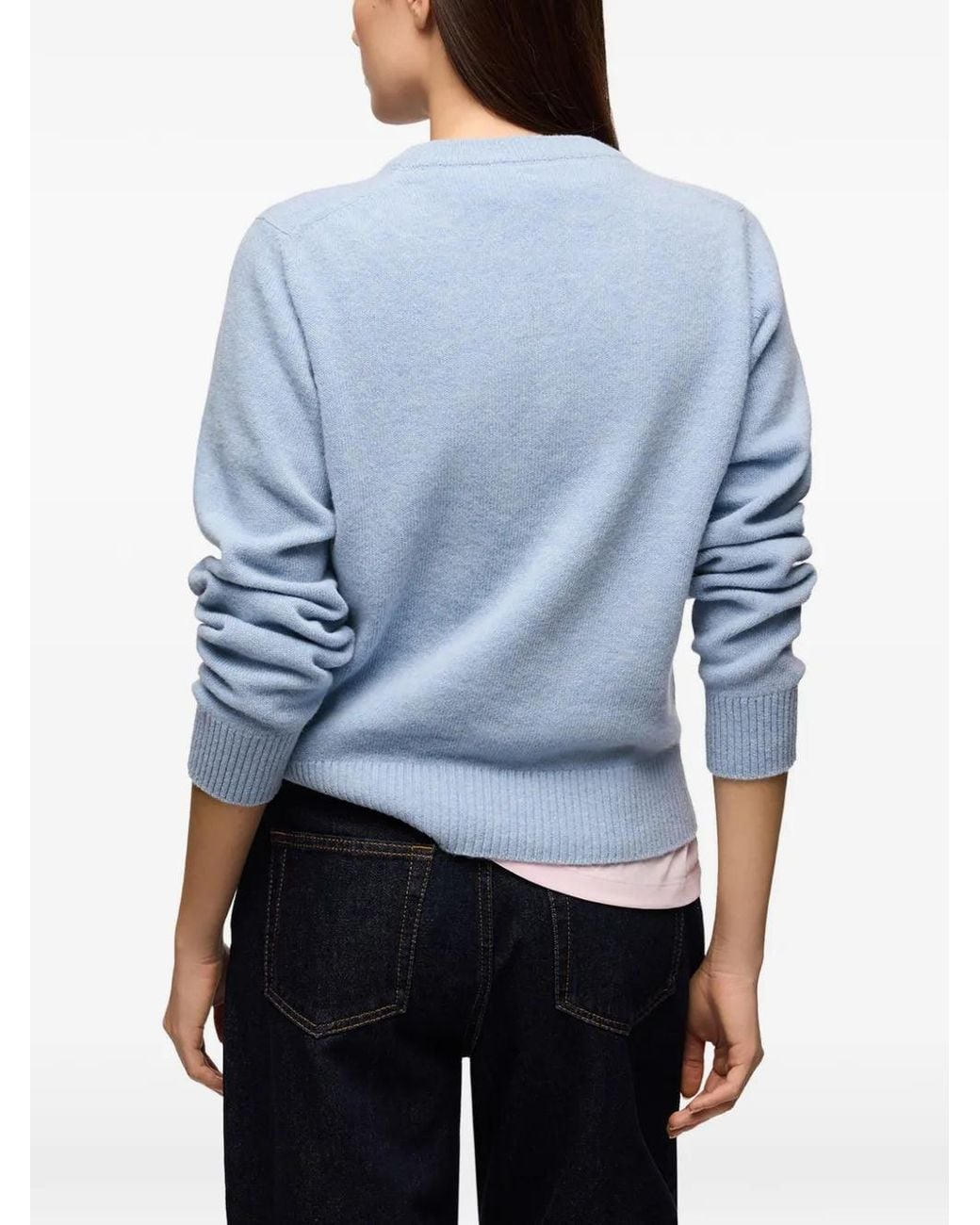 Ganni Blue Pullover Mit Blumen