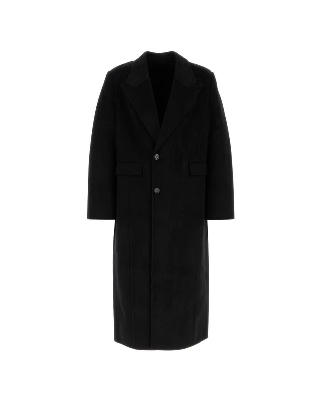 Séfr Black Peak-Lapel Single-Breasted Coat for men