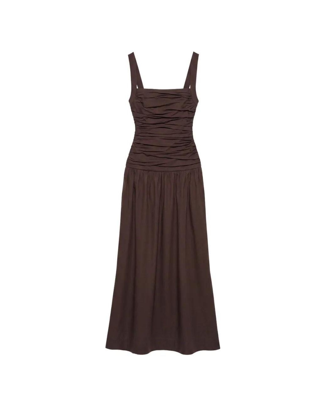 Reformation Brown Nesta Ruched Midi Dress