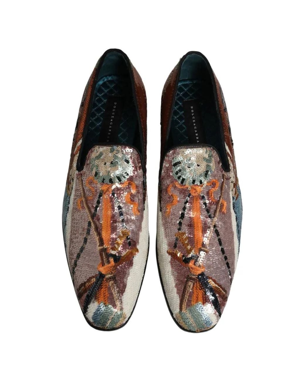 Dolce & Gabbana White Sequin-Embellished Loafers for men
