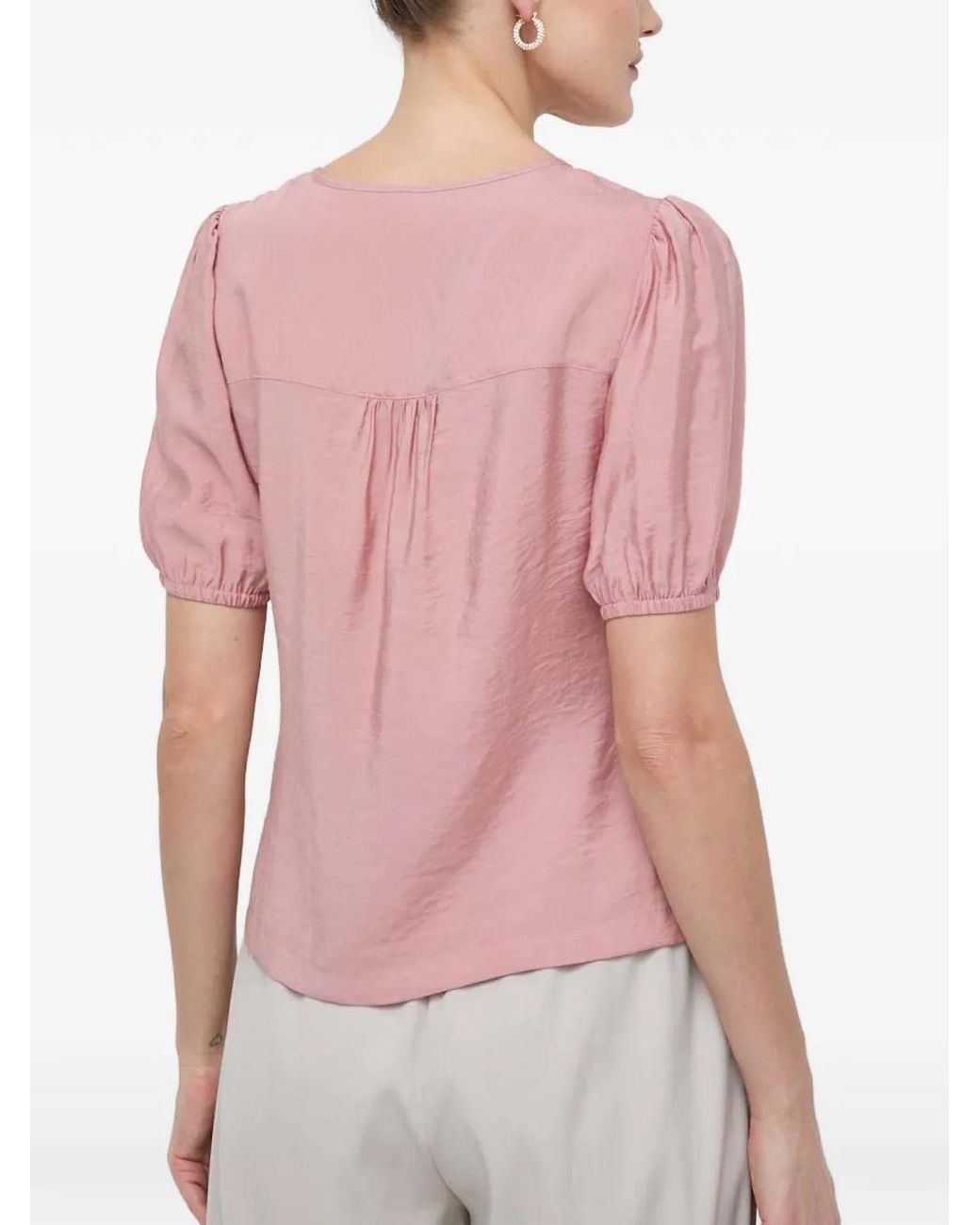 Silvian Heach Pink Tie-Neck Short-Sleeve Shirt