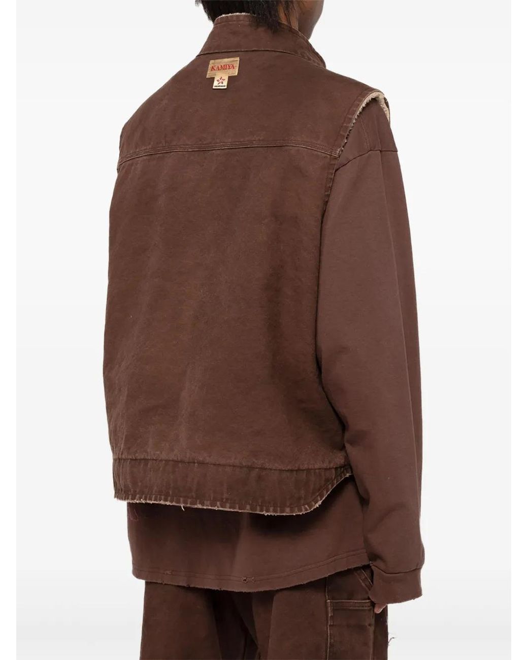 KAMIYA Brown Fleece-Lined Vest for men