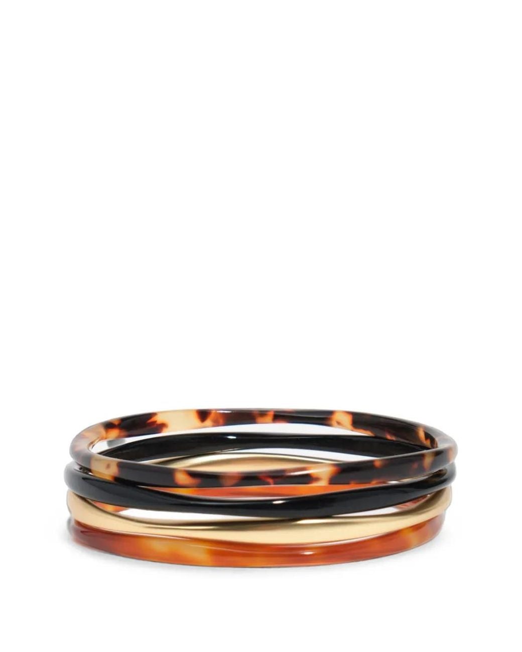 Bimba Y Lola Brown Set Of 4 Matte Tortoiseshell-Effect Bracelets