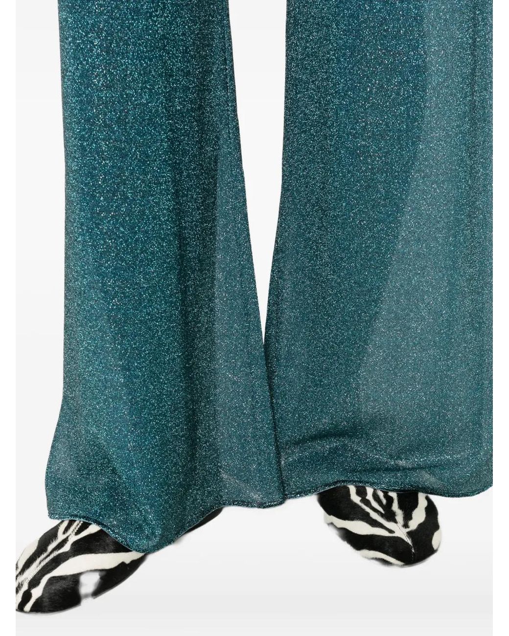 Oseree Green Lumiere Metallic Trousers