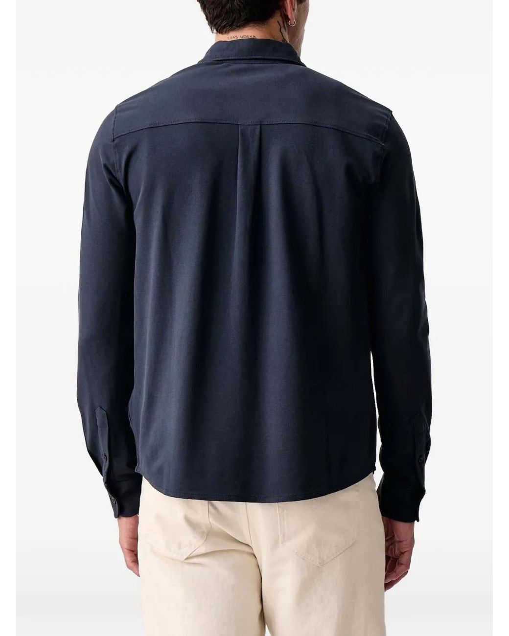 Aeronautica Militare Blue Chest-Pocket Shirt for men