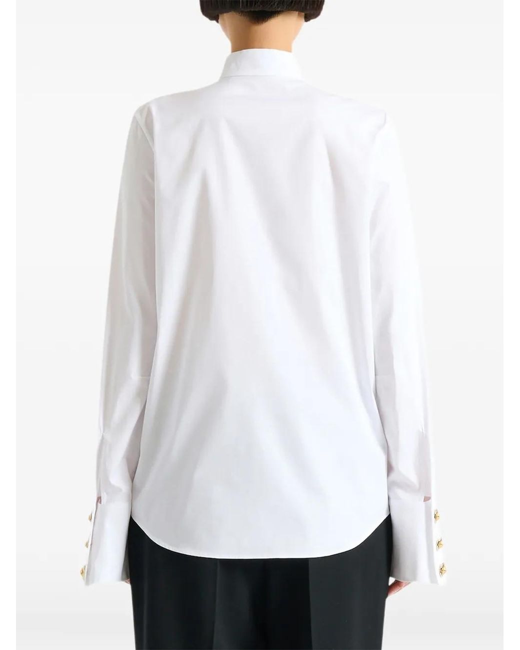 Balmain White Ruffled Poplin Shirt