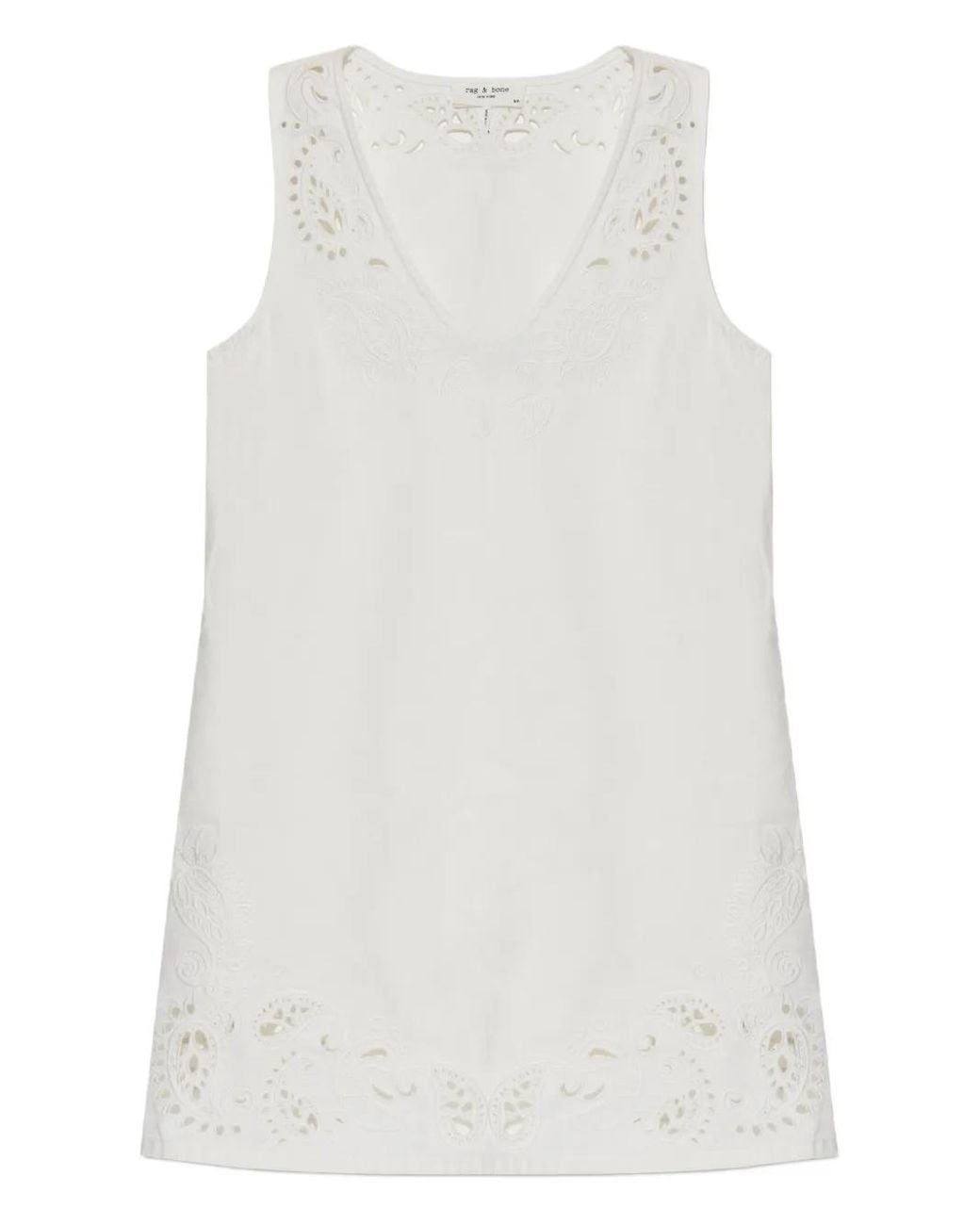 Rag & Bone White Embroidered Mini Dress