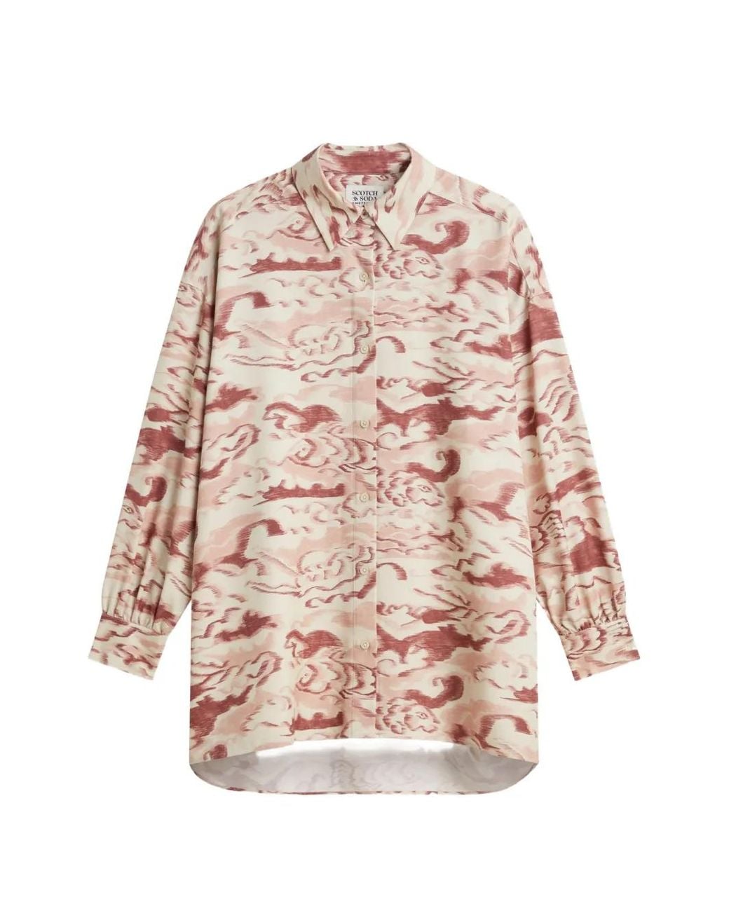 Scotch & Soda White Ikat-Print Long-Sleeve Shirt