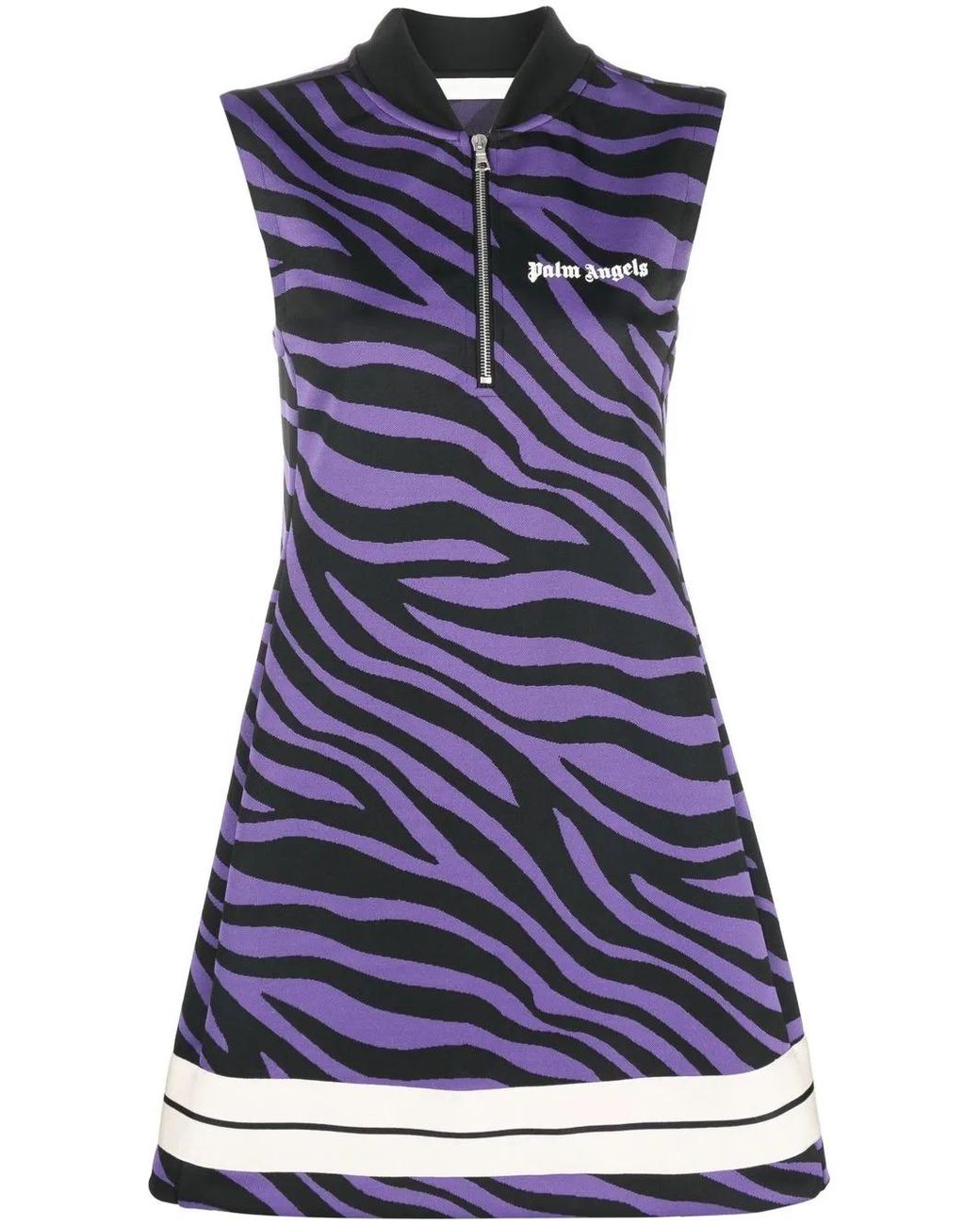 Palm Angels Blue Zebra-Print Shift Minidress