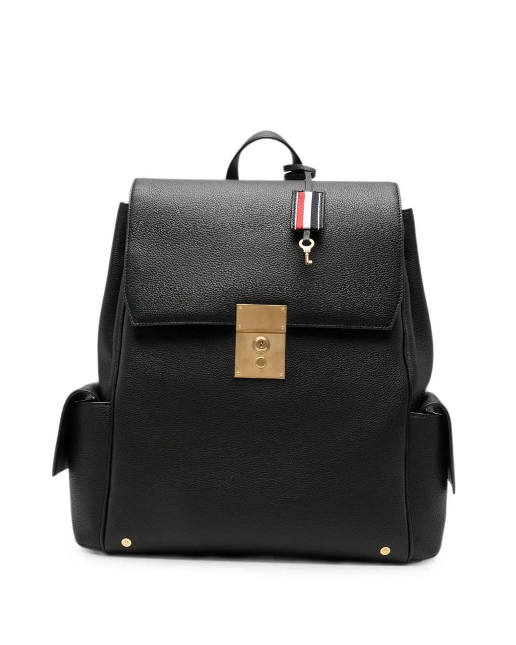 Thom Browne Black Bolton Pebbled-Leather Push-Lock Backpack for men