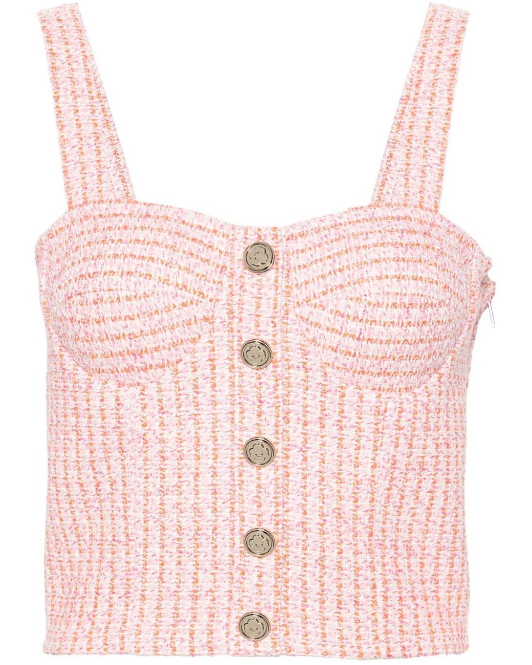 Maje Tweed Bustier Top in Pink | Lyst