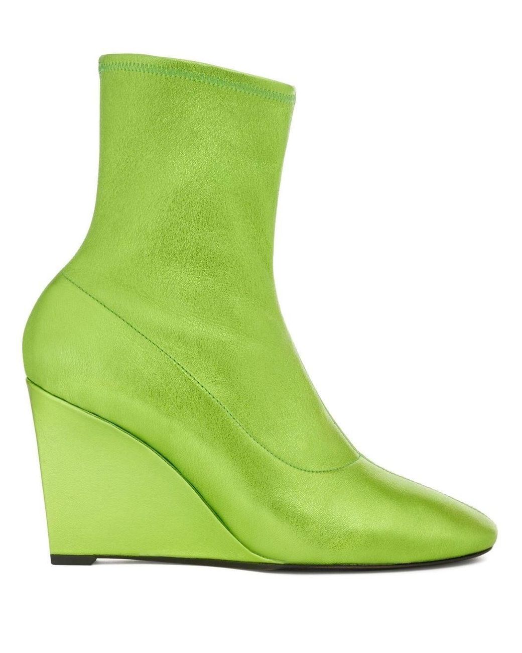 green wedge boots