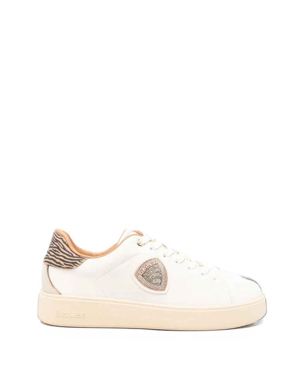 Blauer White Zebra-Print Leather Sneakers