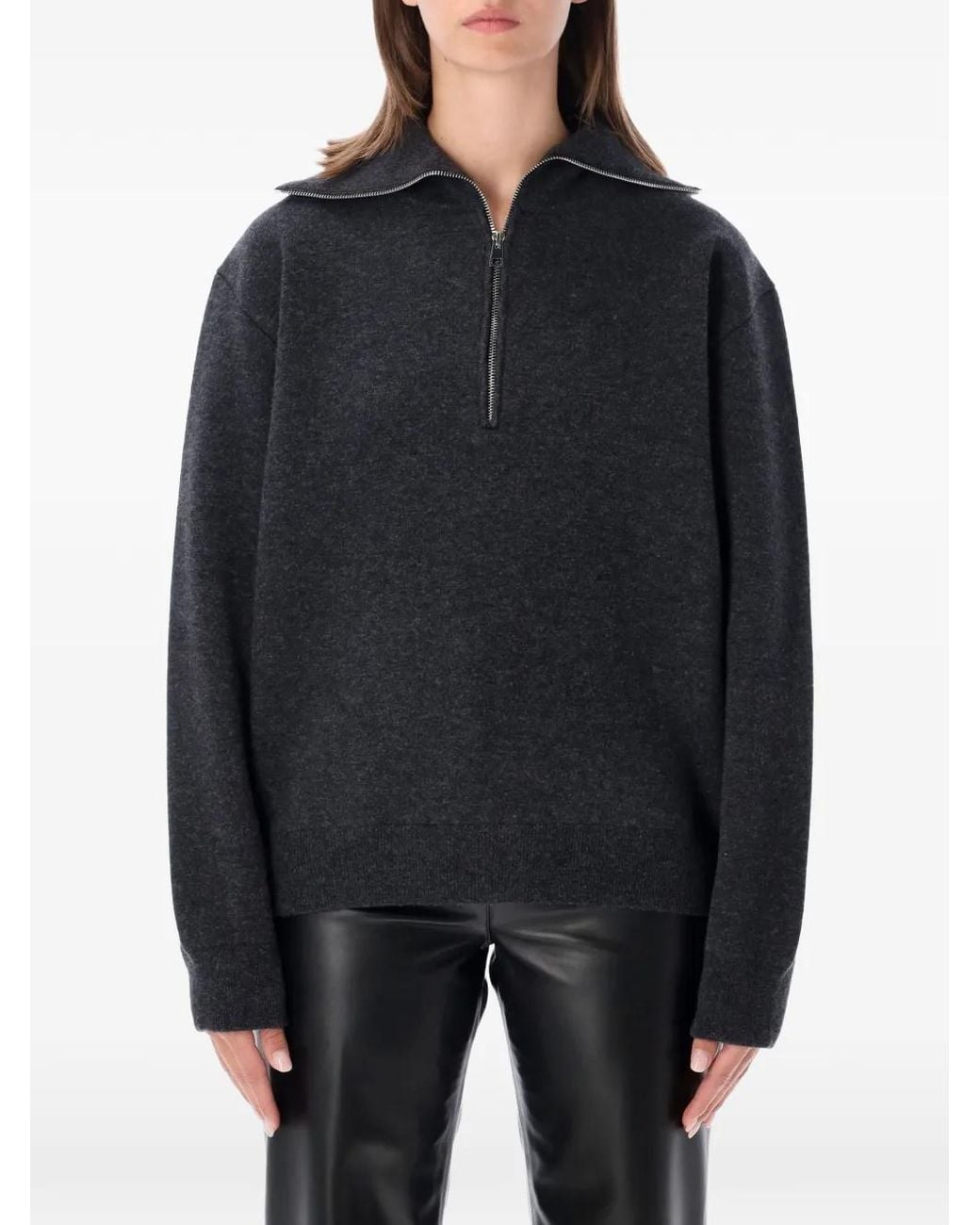 Rohe Black Quarter-Zip Knitted Sweatshirt