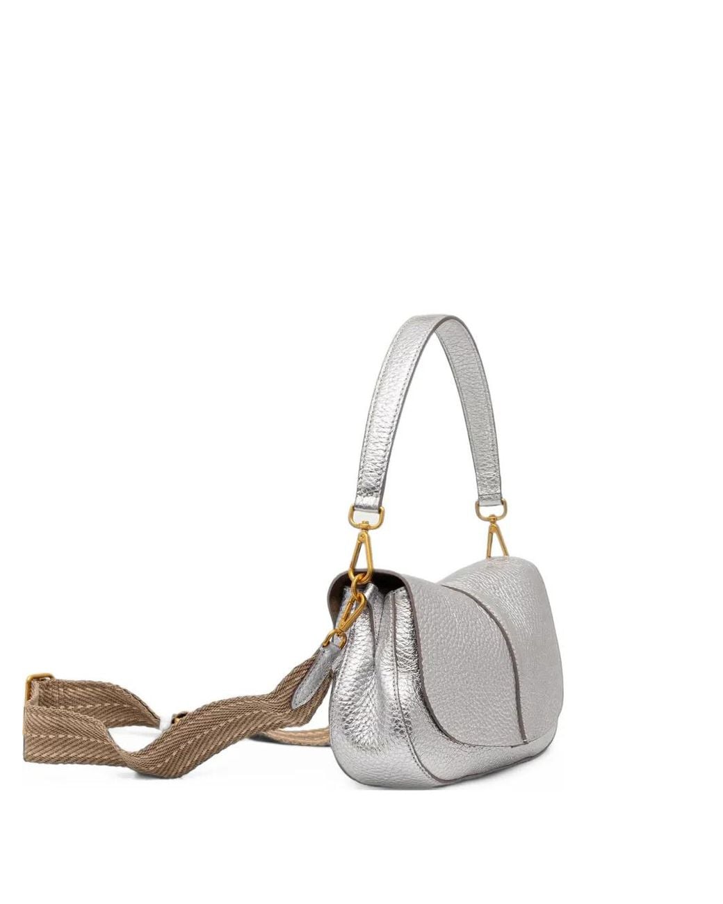 Gianni Chiarini White Helena Round Grainy-Leather Shoulder Bag