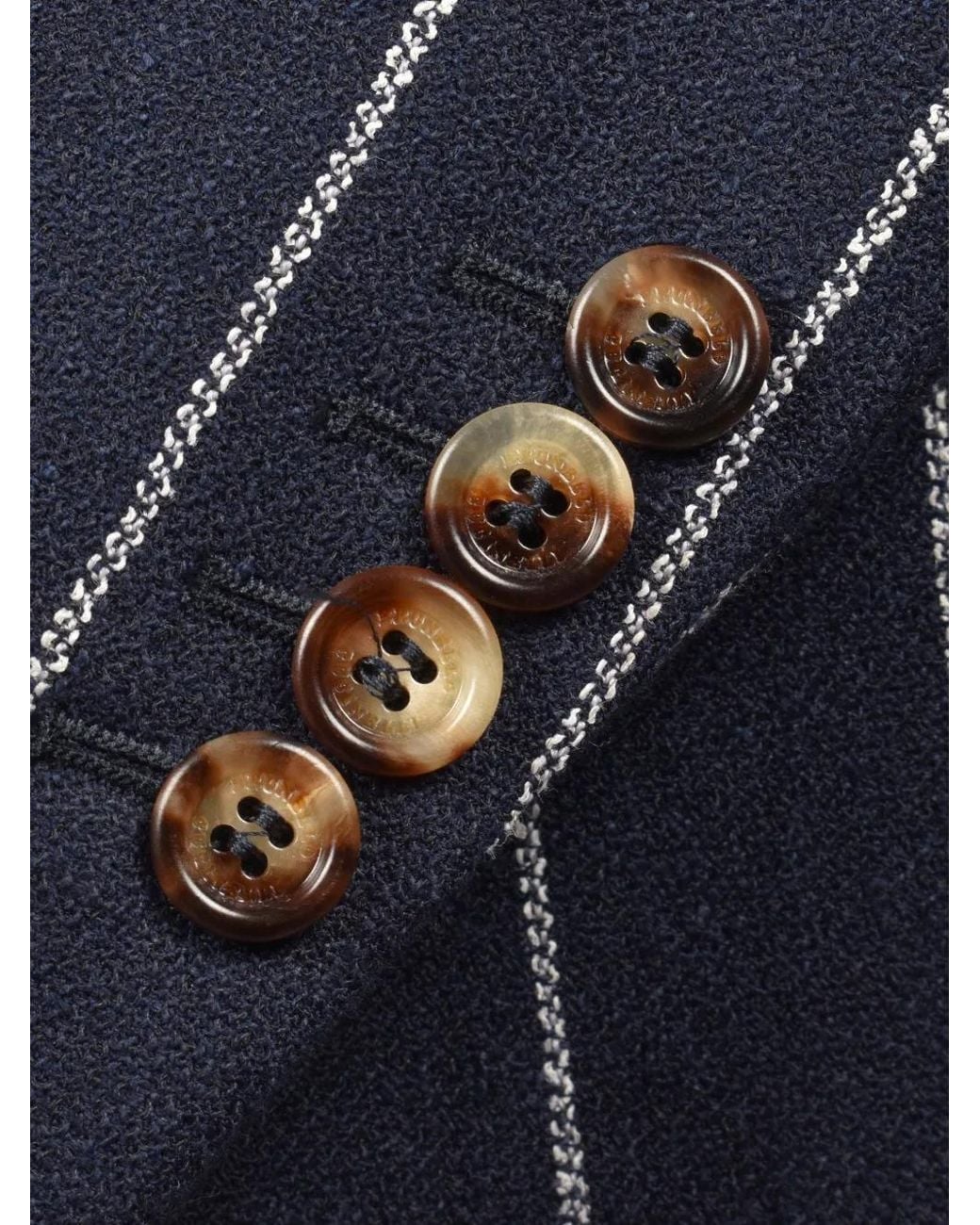 Brunello Cucinelli Blue Striped Linen-Blend Suit for men