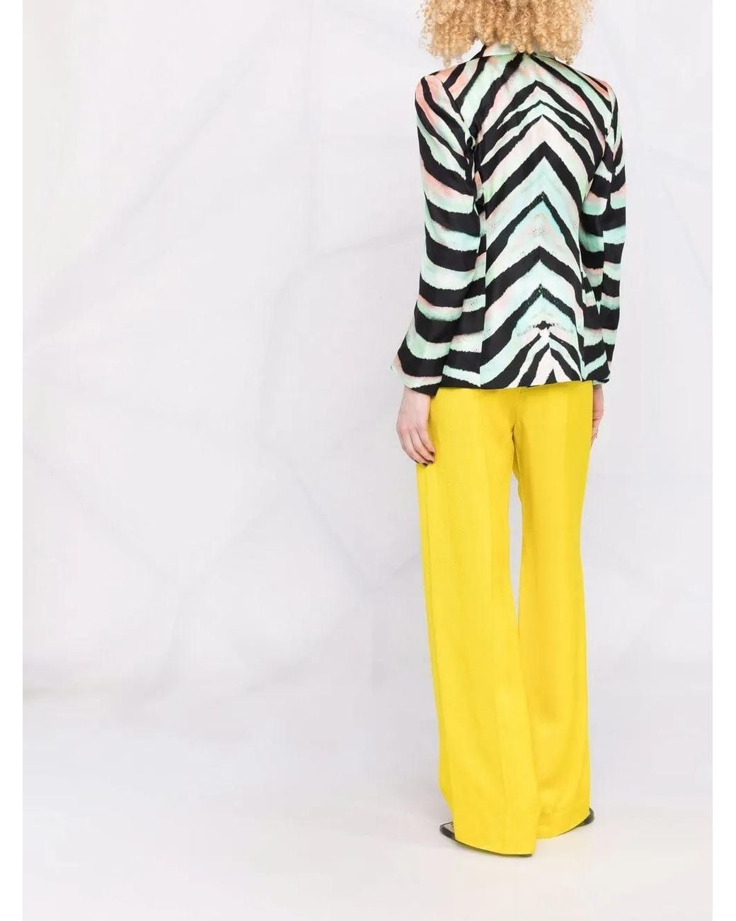 Roberto Cavalli Green Zebra-Print Silk Blazer