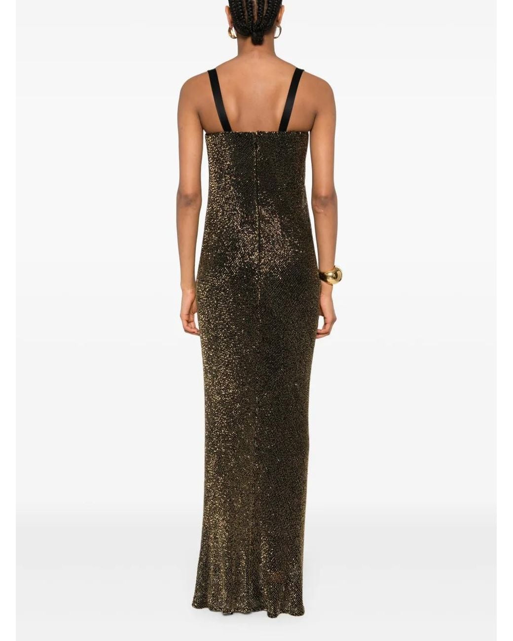 SILK LOVE & LACE Metallic Sequin Silk Maxi Dress